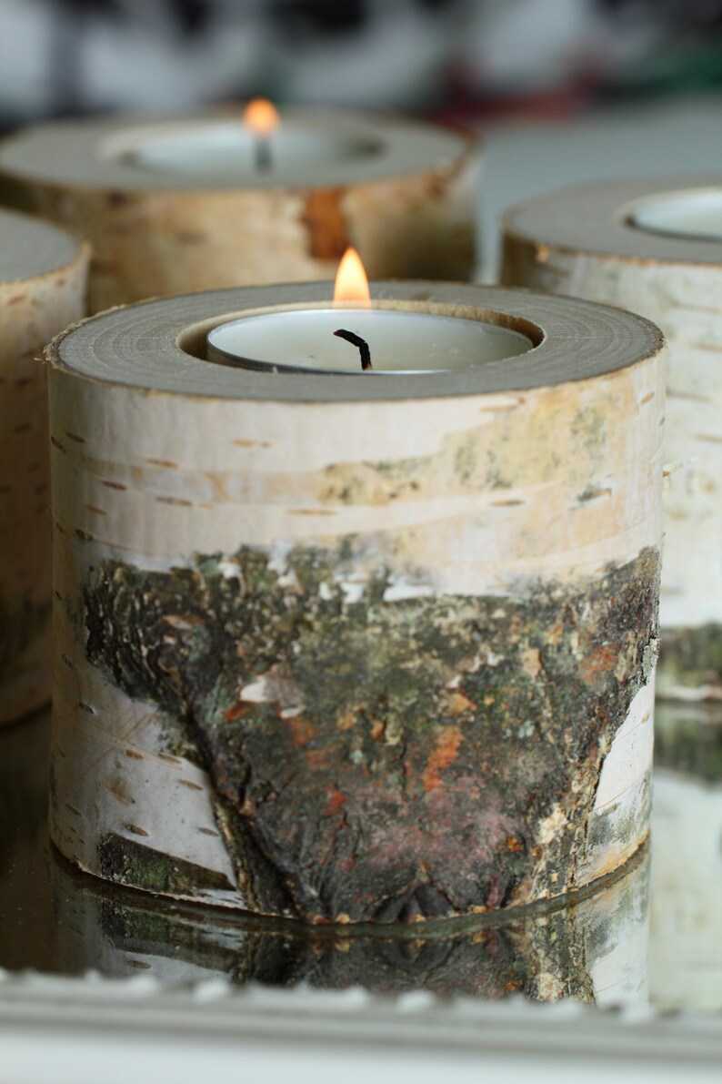 Set of 15 wooden candle holders log candle holders tea light Etsy