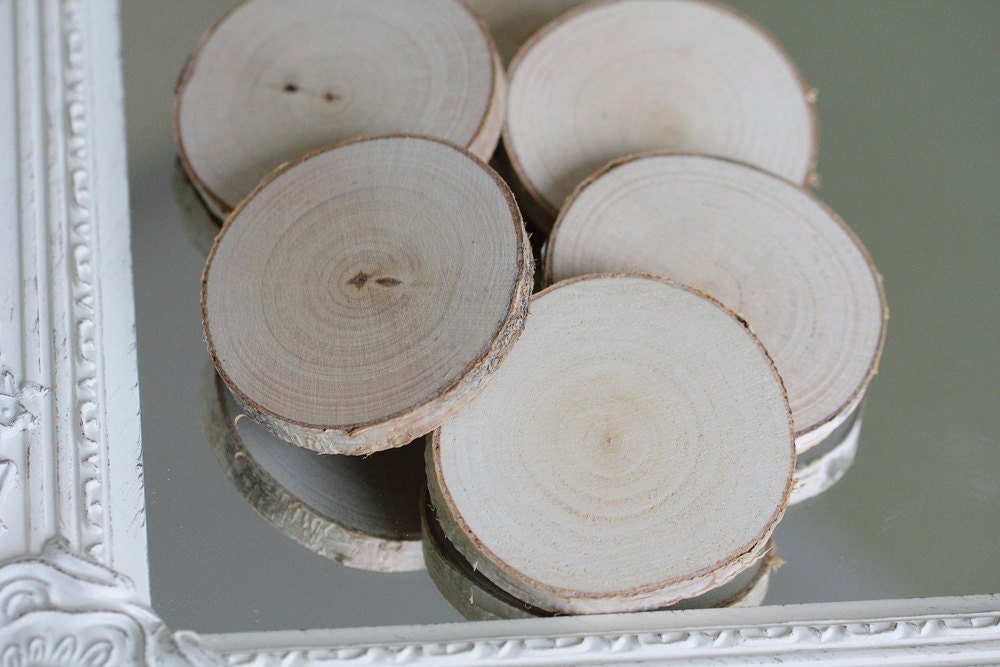 Set of 20 birch slices, rustic wedding decor, wooden slabs, wood circ…