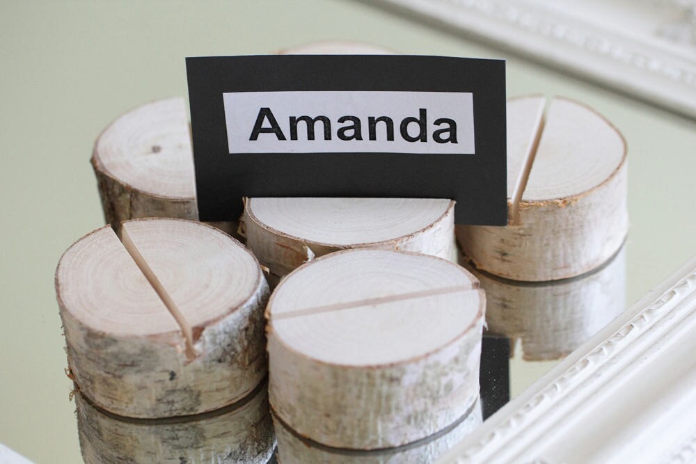 Set of 10 place card holder name tag holder birch table Etsy