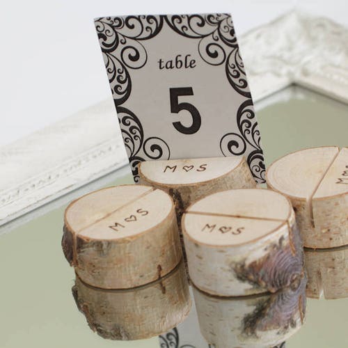 50 Rustic Place Card Holders Table Number Holder Birch Etsy