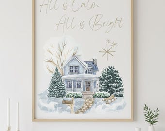 All is Calm Christmas Cozy Wall Print Decor