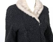 Vintage Clothing Black Persian Lamb Fur Women s Cropped 1960s Swing Coat Mink Fur Collar