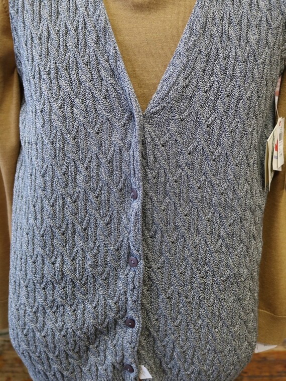 80's/90's Grey Cable Knit Vest - New/Old Deadstoc… - image 2