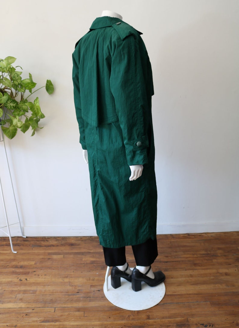 Vintage Green Trench Coat Women's 80's Emerald Green Trench Long/maxi