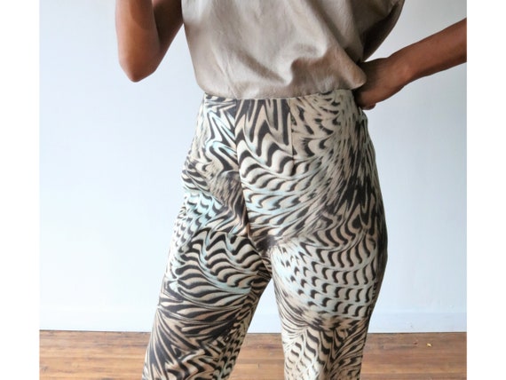 90's Cat Print / Animal Print mid-High Waist Pant… - image 2