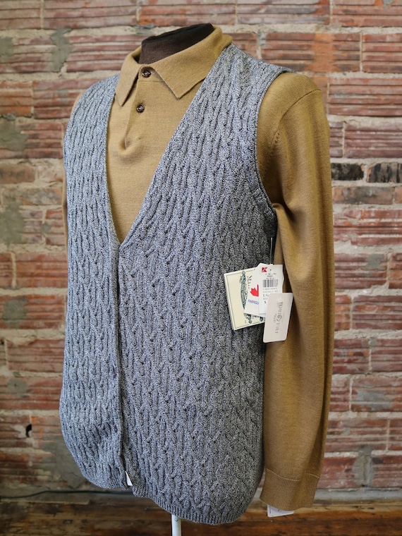 80's/90's Grey Cable Knit Vest - New/Old Deadstoc… - image 1