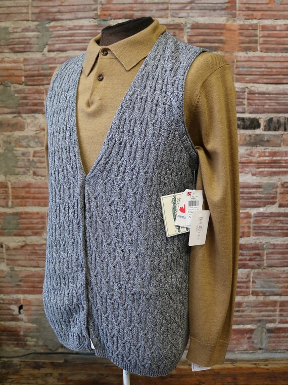 80's/90's Grey Cable Knit Vest - New/Old Deadstoc… - image 1