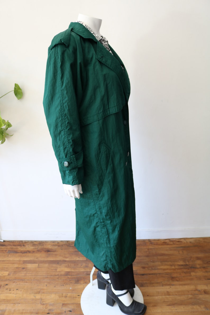 Vintage Green Trench Coat Women's 80's Emerald Green Trench Long/maxi