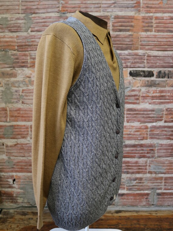 80's/90's Grey Cable Knit Vest - New/Old Deadstoc… - image 5