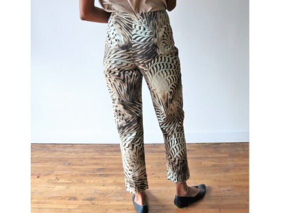 90's Cat Print / Animal Print mid-High Waist Pant… - image 8