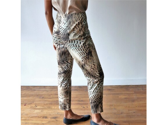 90's Cat Print / Animal Print mid-High Waist Pant… - image 6