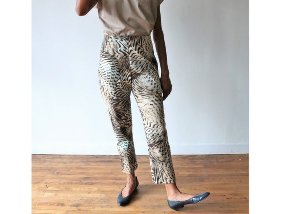 90's Cat Print / Animal Print mid-High Waist Pant… - image 5