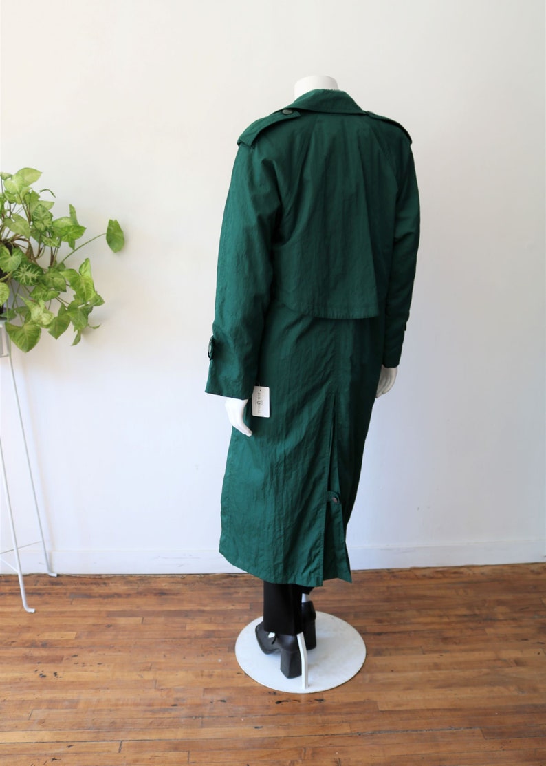 Vintage Green Trench Coat Women's 80's Emerald Green Trench Long/maxi