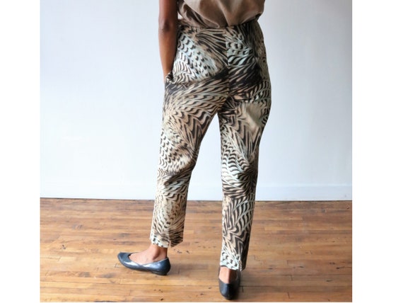 90's Cat Print / Animal Print mid-High Waist Pant… - image 7