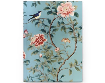 Petite Bloom Chinoiserie Hardcover-Tagebuch, liniertes Tagebuch mit Blumenmuster