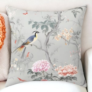 Floral Elegance Chinoiserie Pillow