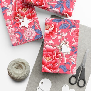 Party Pink Chinoiserie, Wrapping Paper Roll, Floral Wrapping Paper