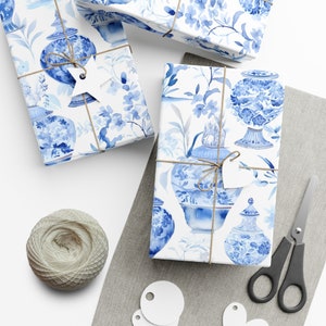 Chinoiserie Paper, Chinoiserie Navy Blue Floral Wrapping Paper, Wrapping  Paper Roll, Wedding Chinoiserie, Cute Blue Toile Holiday Gift Wrap 