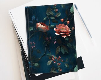 Chinoiserie-Tagebuch mit dunklem Blumenmuster – ungefüttert