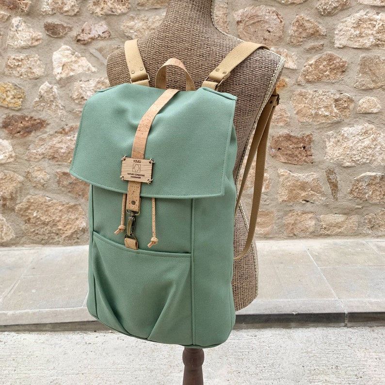 Daypack for a sustainable lifestyle advocate, Environment-friendly canvas backpack for a weekend getaways, Unisex bag with laid-back look image 4