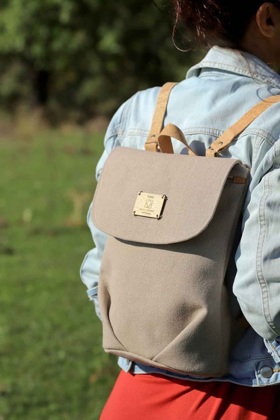 Mini Canvas Backpack for Women Cute Canvas Rucksack Fabric 