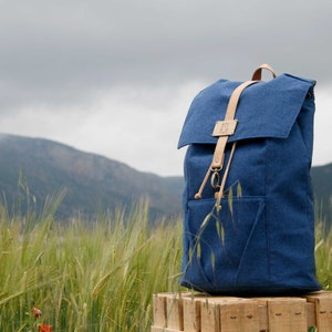 Vegan men’s backpack for laptop, Eco-friendly canvas bag for work, Recycled canvas rucksack for men, Vegan work backpack with natural cork