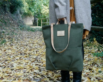 Sustainable Vegan Backpack Tote - Handmade from Recycled Canvas Material