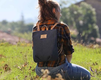 Mochila de lona pequeña, mochila de tela vegana, mochila de lona para mujeres, mini mochila ecológica, regalo ecológico de Navidad