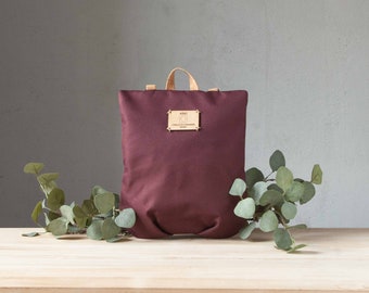 Canvas City Backpack in Burgundy - Cute and Functional Travel Companion