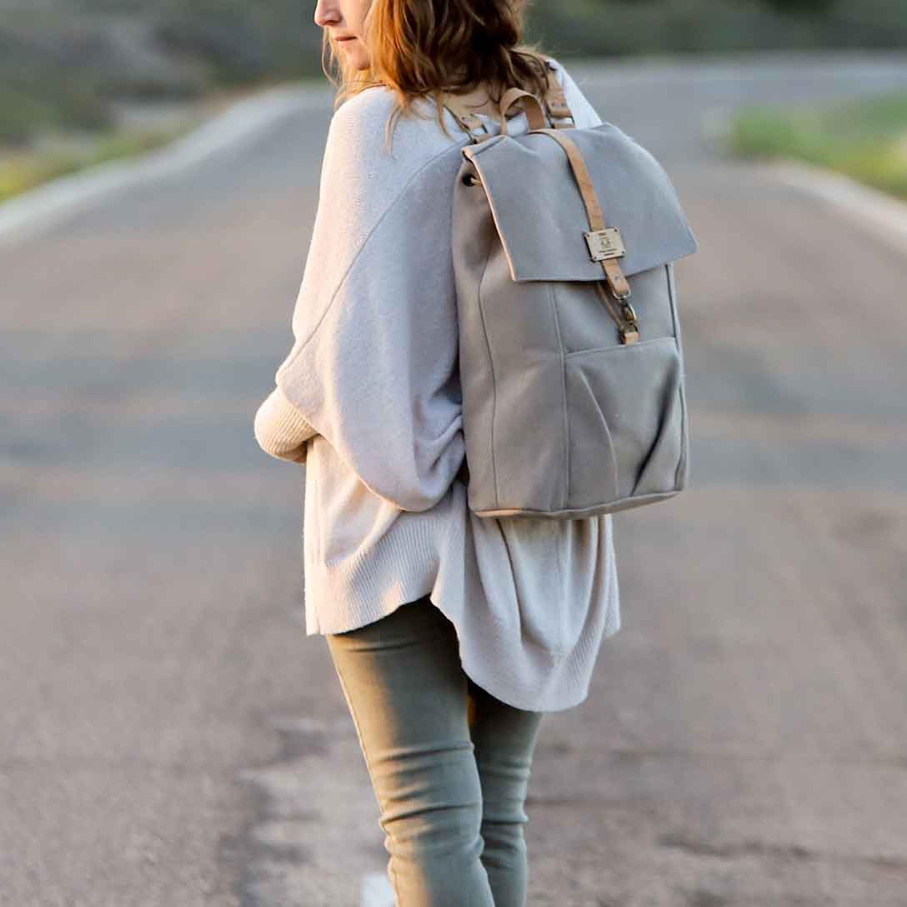 Upcycled Canvas Rucksack, Recycled Mens Backpack for Laptop  display picture 2