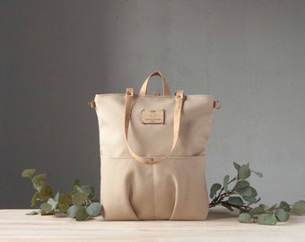 Canvas Convertible Backpack - Vegan Friendly Multifunctional Bag for Women