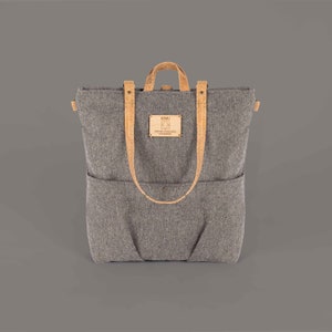 Convertible tote backpack for urban women with zipper and pockets, Convertible backpack with compartments, City-friendly women's canvas bag image 1