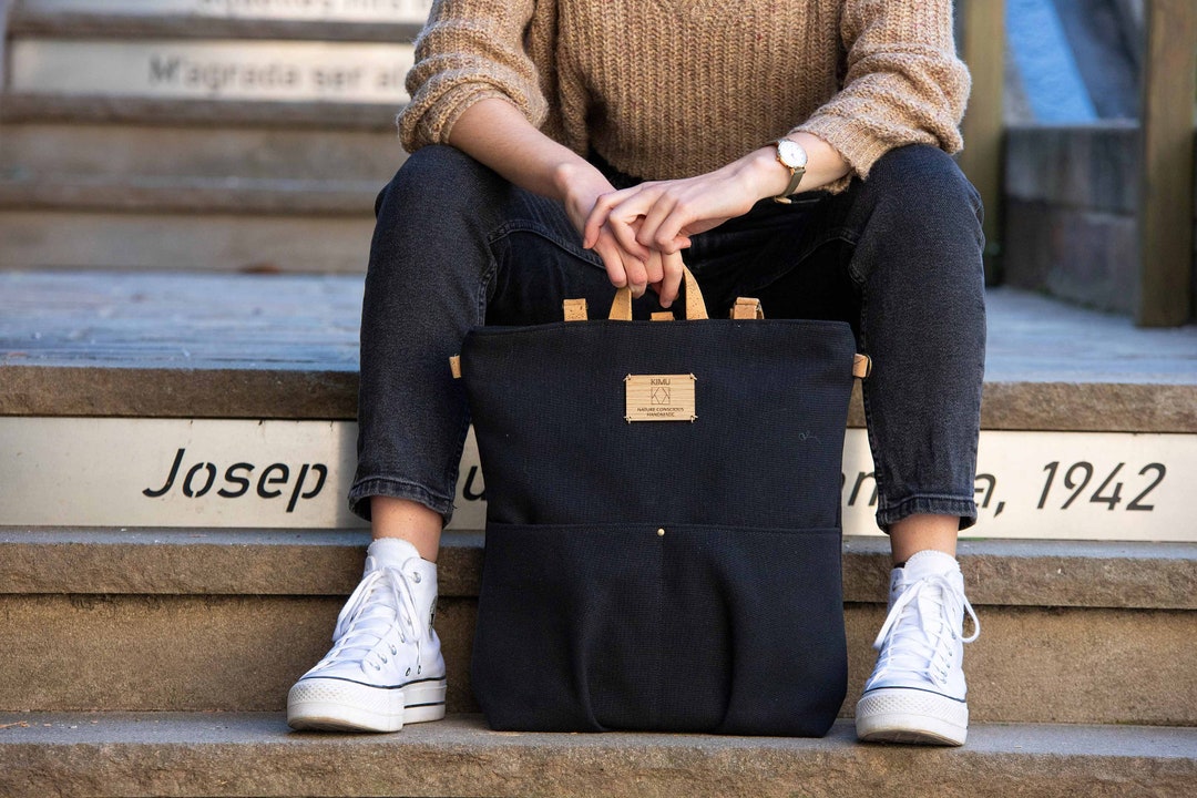 Buy Convertible Canvas Tote Bag, Canvas Tote Bag With Zipper, Tote Backpack  Convertible With Zipper, Zippered Convertible Backpack Purse Online in