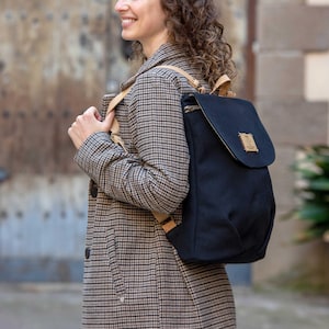 Vegan canvas backpack for eco-conscious woman, Recycled backpack for animal-friendly, Eco-friendly bag for women, Sustainable gift for women