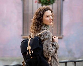 Mochila elegante de lona para portátil / Apta para veganos y unisex