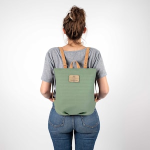 Diebstahlsicherer grüner Rucksack Vegan, Kleiner Rucksack Geldbörse, Anti-Diebstahl-Rucksack für Frauen, Veganer Rucksackbeutel für Mädchen, Vegane Geschenke für Frauen