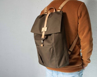 Vegan Mens Laptop Backpack Made from Recycled Canvas - Eco-Friendly and Stylish