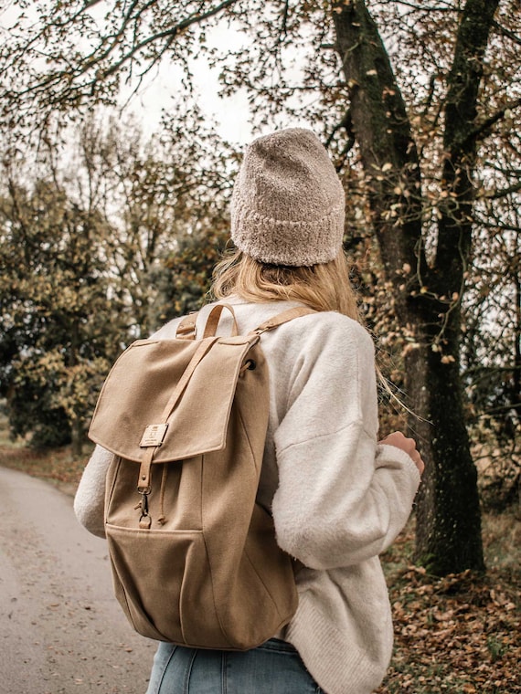 Canvas for Purse, for Women Casual Women, Backpack, Backpack Rucksack Computer Women, Bag - Women Beige Canvas Backpack, Etsy Vegan Laptop Rucksack