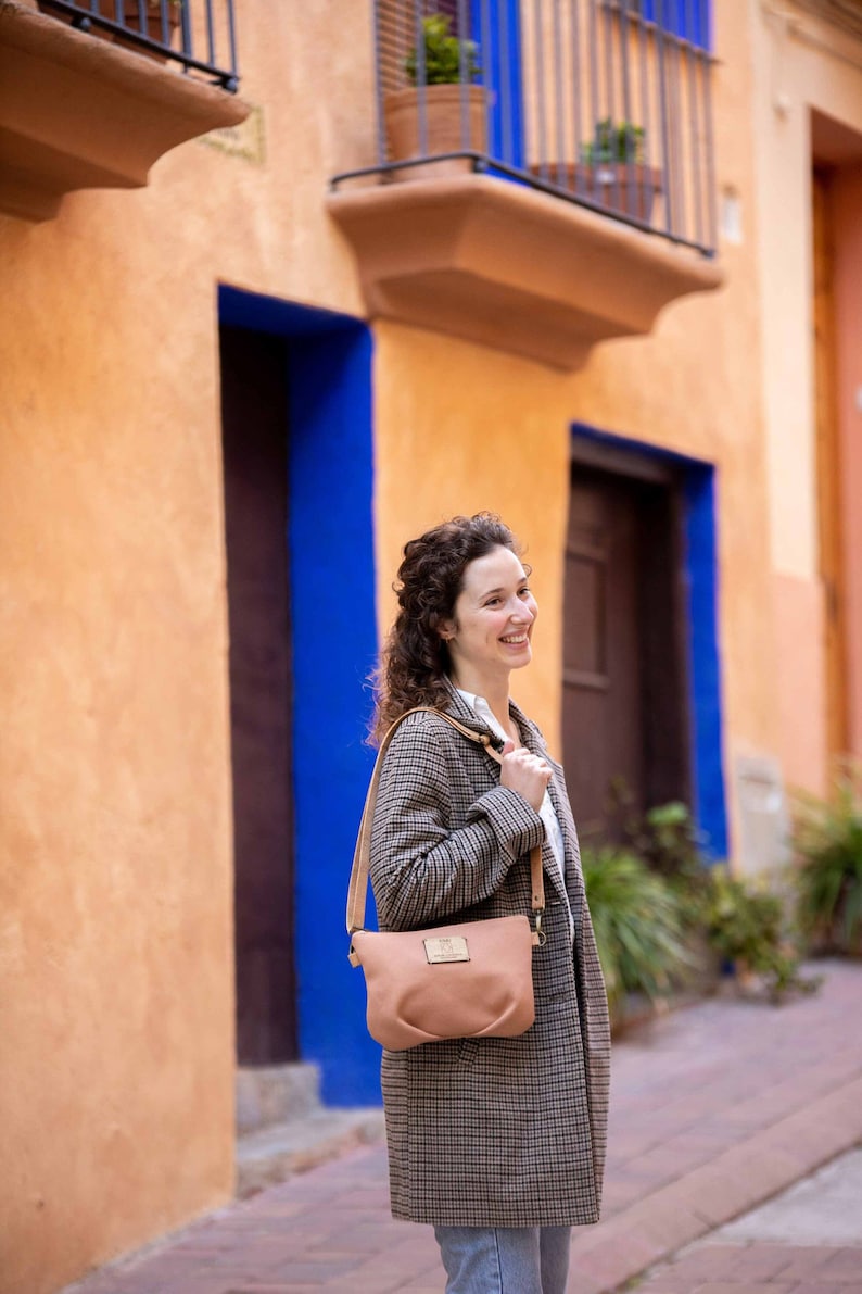 Small Recycled Canvas Crossbody Purse with model