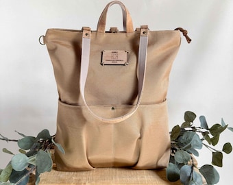 Vegan purse backpack for women, Handmade purse to backpack convertible, Canvas convertible tote backpack, Eco-friendly gifts for women