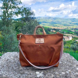 Medium Crossbody Bag with Multiple Pockets and Zipper Closure – Casual Vegan Canvas Purse for Women, Customizable Plate