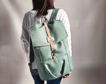 Women canvas backpack, Laptop rucksack women, Casual canvas backpack, Vegan backpack purse, Computer bag for women, Vegan rucksack for women