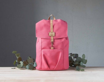 Stylish Vegan Pink Canvas Backpack - Eco-Friendly and Sustainable