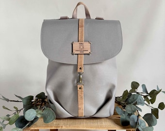 Canvas City Rucksack: Handmade Vegan Backpack with Cork Label