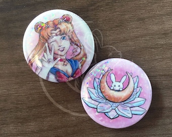 Moon Holographic 1.5" Button Set