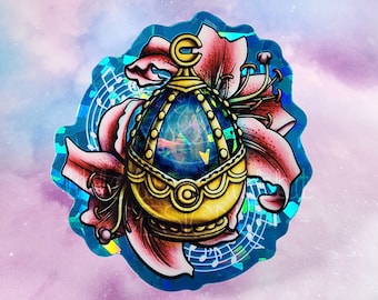 Mahou Shoujo "Regretful Azure-Haired" Holographic Gem Sticker