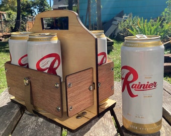 Portabebidas plegable de madera, paquete de 6