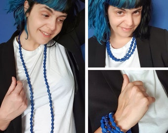 Long Lapis Lazuli Necklace, Statement Necklace, Flexible Jewelry, Bracelet, Folded Necklace, Choker & Collars, Lightweight Bracelet