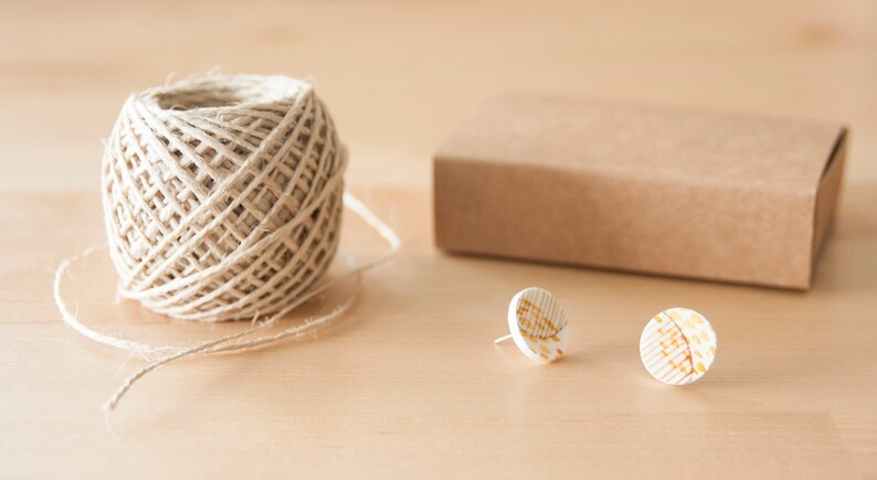 geometric design paper earrings hand-painted nickel free Stud earrings gift for a friend minimal stud earrings