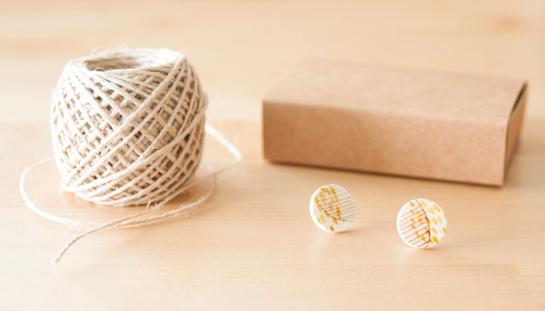geometric design paper earrings hand-painted nickel free Stud earrings gift for a friend minimal stud earrings